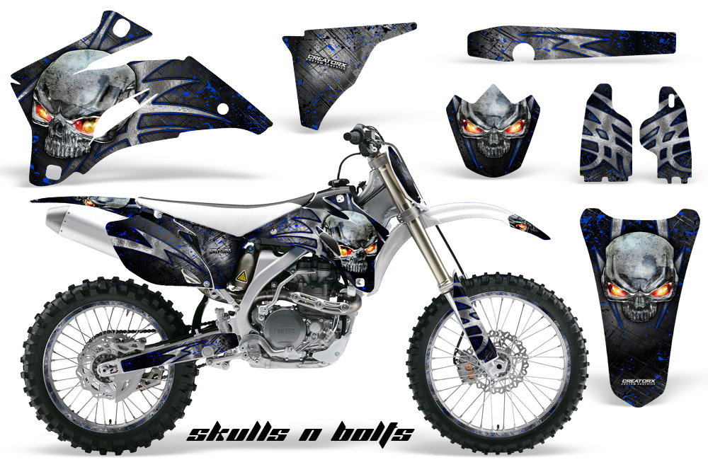 Yamaha YZ 250F 450F 06-09 Skulls n Bolts Metal Blue WB NP Rims